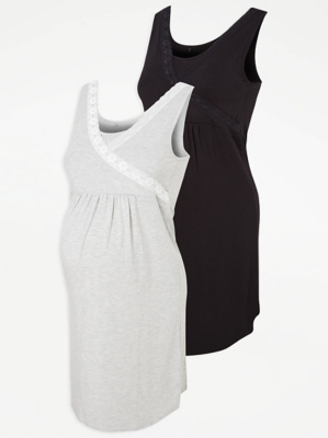 Maternity Chemise Nightdresses 2 Pack Women at ASDA