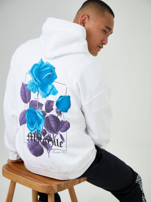 White Floral Print Graphic Hoodie | Men | George at ASDA