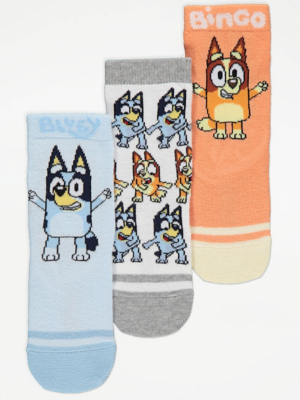 Bluey Bingo Character Cotton Rich Socks 3 Pack Kids at ASDA