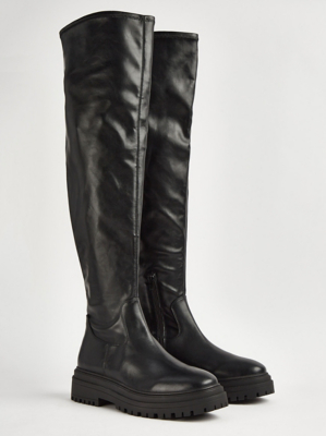 Black Knee High Sock Boots Women at ASDA