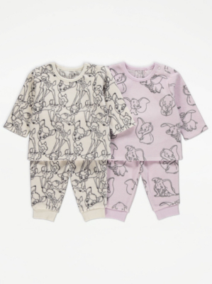 Disney Bambi and Dumbo Fleece Pyjamas 2 Pack Baby at ASDA