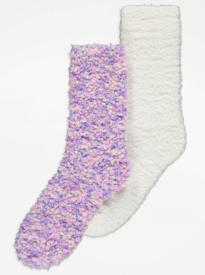 Assorted Purple Popcorn Cosy Socks 2 Pack Kids at ASDA