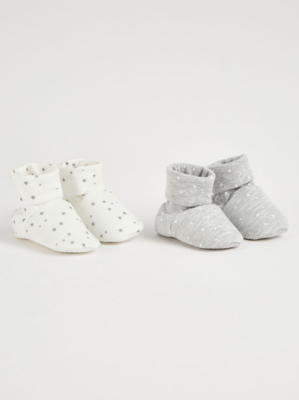 White Star Baby Booties 2 Pack Baby at ASDA