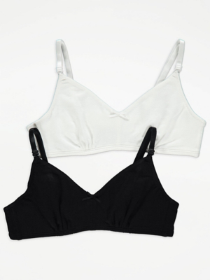 Assorted Black Non Padded Comfort First Bra 2 Pack Kids at ASDA