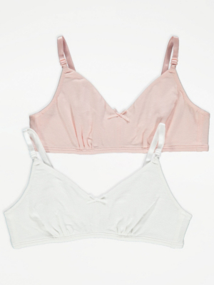 Pink Non Padded Comfort First Bra 2 Pack Kids at ASDA