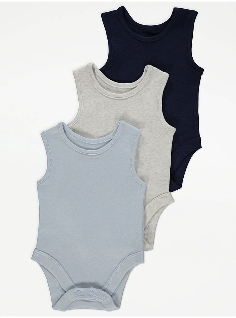 Assorted Sleeveless Bodysuits 3 Pack, Baby