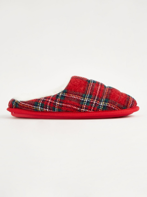 Red Checked Mule Slippers Women at ASDA
