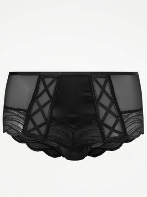 Entice Black Satin and Ribbon Short Knickers Sale & Offers