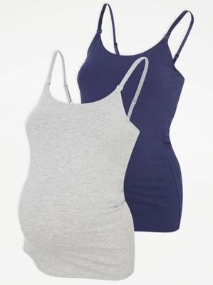 Maternity Jersey Nursing Vest Tops 2 Pack Women at ASDA