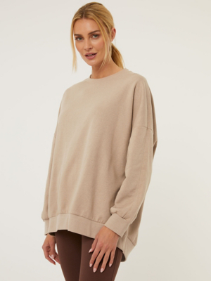 Neutral Crew Neck Jersey Top Women at ASDA