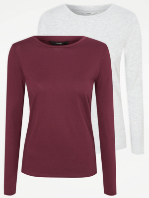 Purple Long Sleeve Top 2 Pack Women at ASDA