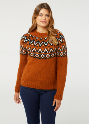 Orange Chunky Knit Fairisle Jumper Sale & Offers at ASDA