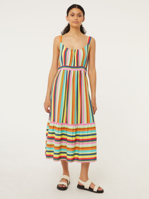 Bright Striped Tiered Sun Dress Women at ASDA