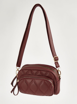 Burgundy Quilted Cross Body Bag Women at ASDA