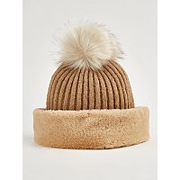 Brown Faux Fur Bobble Hat | Women | George at ASDA