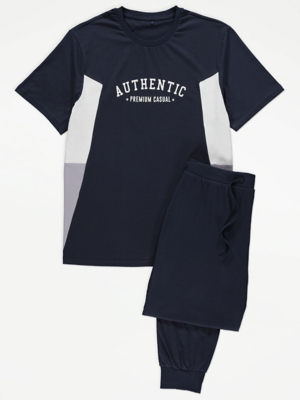 Navy Authentic Casual Pyjamas Gift Set Men at ASDA