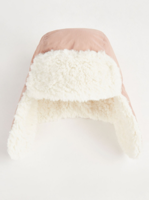 Pink Fleece Trapper Hat Kids at ASDA