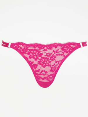 Entice Pink Velvet Lace Thong | Women | George at ASDA