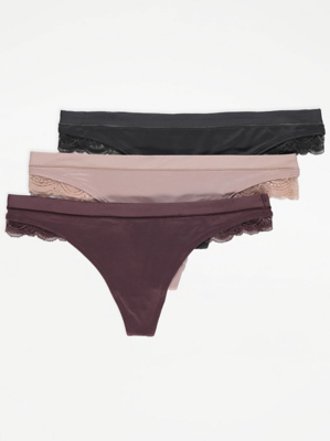 Plum Comfort Thongs 3 Pack Women at ASDA