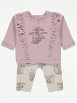 Disney Dumbo Pink Frill Sweatshirt and Leggings Outfit Baby