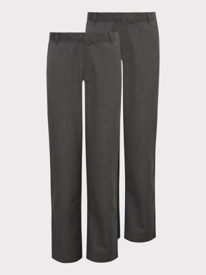 Boys Grey Regular Leg School Trousers 2 Pack | School | George at ASDA