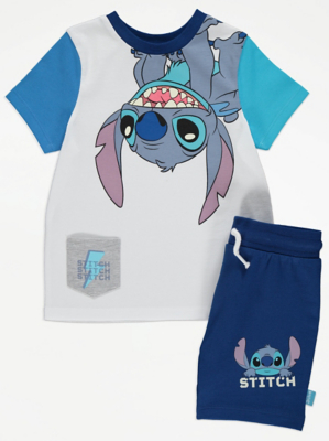 Stitch Character Blue TShirt and Shorts Outfit Kids at ASDA