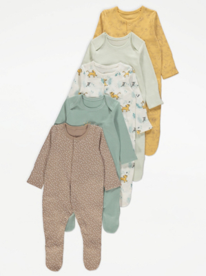 Disney The Lion King Simba Sleepsuits 5 Pack Baby at ASDA