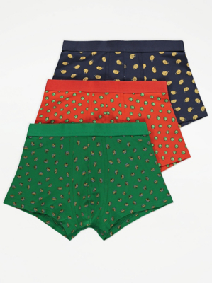 Christmas Dinner Hipster Trunk Boxers 3 Pack Men at ASDA