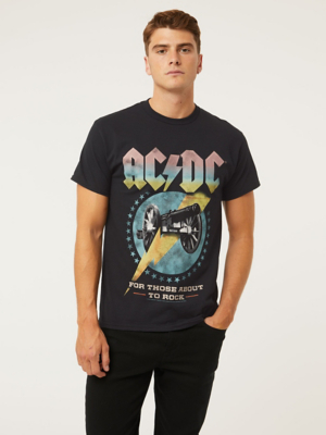 Black AC/DC Canon Band T-Shirt | Men | George at ASDA