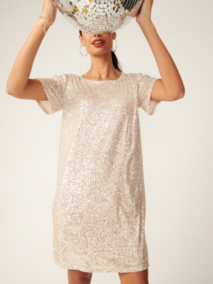 Silver Sequin Mini Dress Women at ASDA
