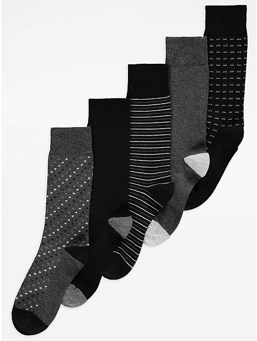 Grey Assorted Ankle Socks 5 Pack | Men | George at ASDA
