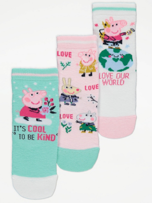 Peppa Pig Cool To Be Kind Socks 3 Pack Kids at ASDA
