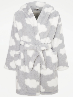 Grey Cloud Fleece Hooded Dressing Gown Women at ASDA