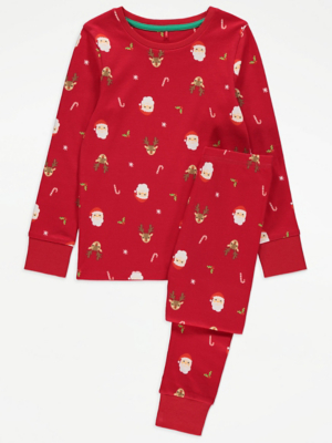 Red Santa Christmas Pyjamas Kids at ASDA