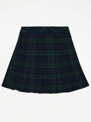 Green Checked Pleated Skirt Kids at ASDA