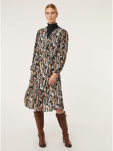 Brown Animal Print Shirred Waist Midi Dress | Women | George at ASDA