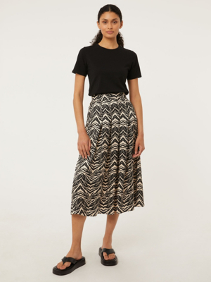 Zebra Print Pleated Midi Skirt Women at ASDA