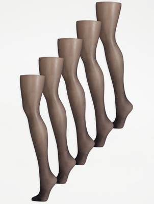 Black 20 Denier Ladder Resist Tights 5 Pack Women at ASDA