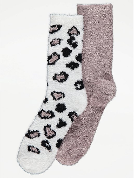Pink Animal Cosy Ankle Socks 2 Pack | Women | George at ASDA