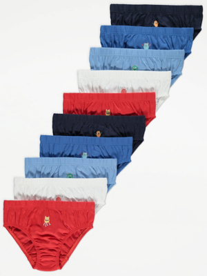 Blue Assorted Monster Briefs 10 Pack Kids at ASDA