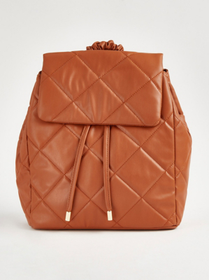Brown Faux Leather Quilted Backpack Women at ASDA