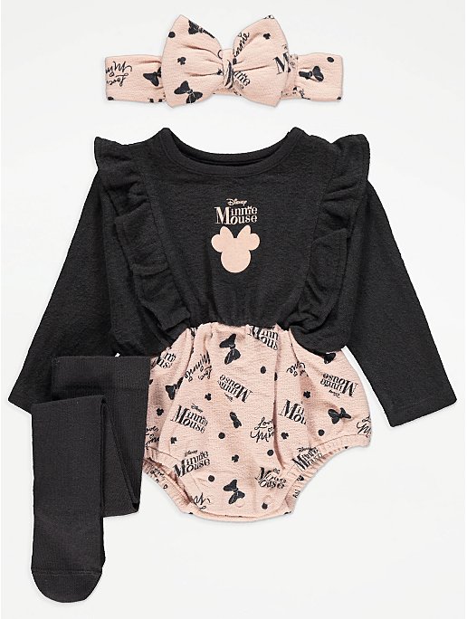 noodsituatie Bewijs Triviaal Disney Minnie Mouse Romper Tights and Headband 3 Piece Outfit | Baby |  George at ASDA