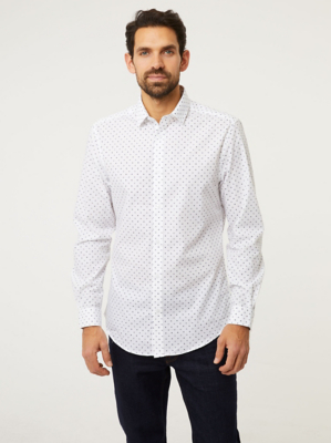 White Patterned Long Sleeve Shirt Men at ASDA