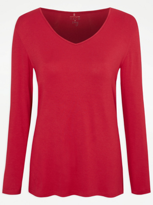 Red Long Sleeve Pyjama Top Women at ASDA