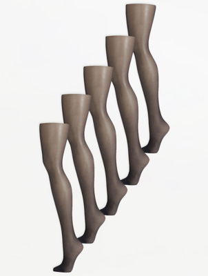 Black 15 Denier Total Tights 5 Pack Women at ASDA