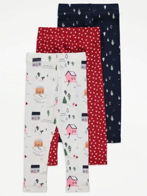 Assorted Festive Leggings 3 Pack Kids at ASDA
