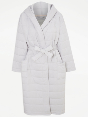 Grey Quilted Dressing Gown Women at ASDA