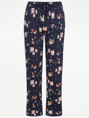 Navy Christmas Print Pyjama Bottoms Women at ASDA