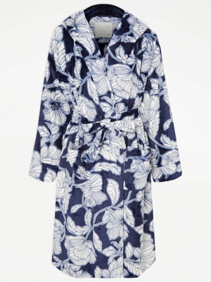 Blue Floral Print Dressing Gown Women at ASDA