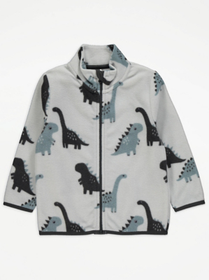 Grey Dinosaur Zip Through Fleece Kids at ASDA